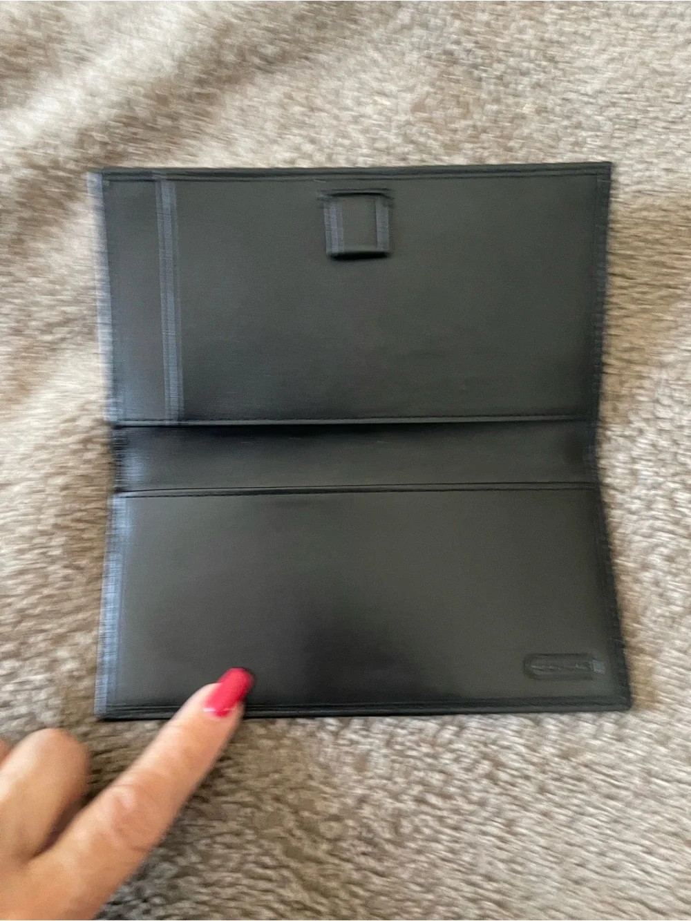 Coach Black Leather Card & Key Holder with Logo Tab